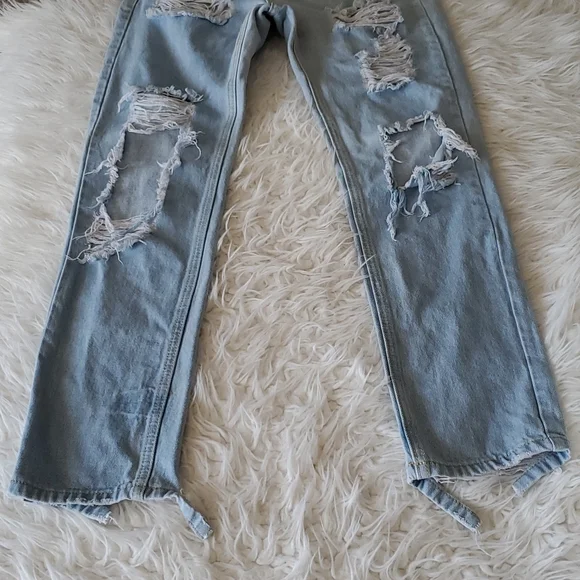Brandy Melville Distressed Denim Pants Long Size Small - Picture 11 of 16
